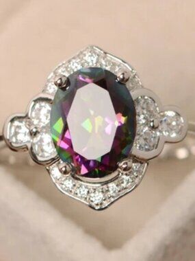 Noble Jewelry Oval Pure Colorful Zircon Elegant Rings for Women, PD308
